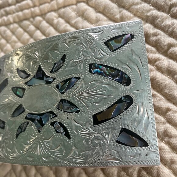 Sterling Silver & Abalone belt buckle - Picture 5 of 8